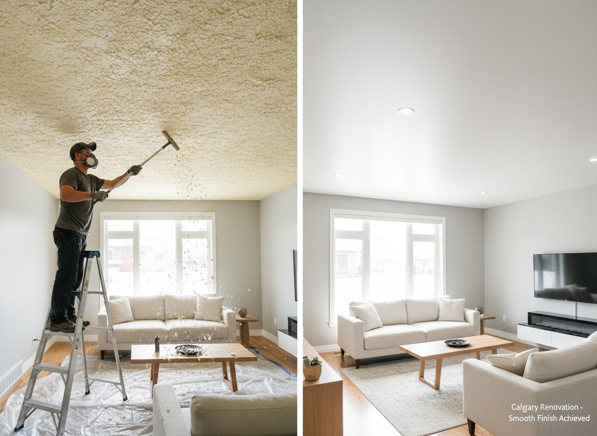 Popcorn ceiling removal Calgary